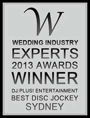 DJ:Plus! Entertainment awarded best wedding dj Sydney 2013